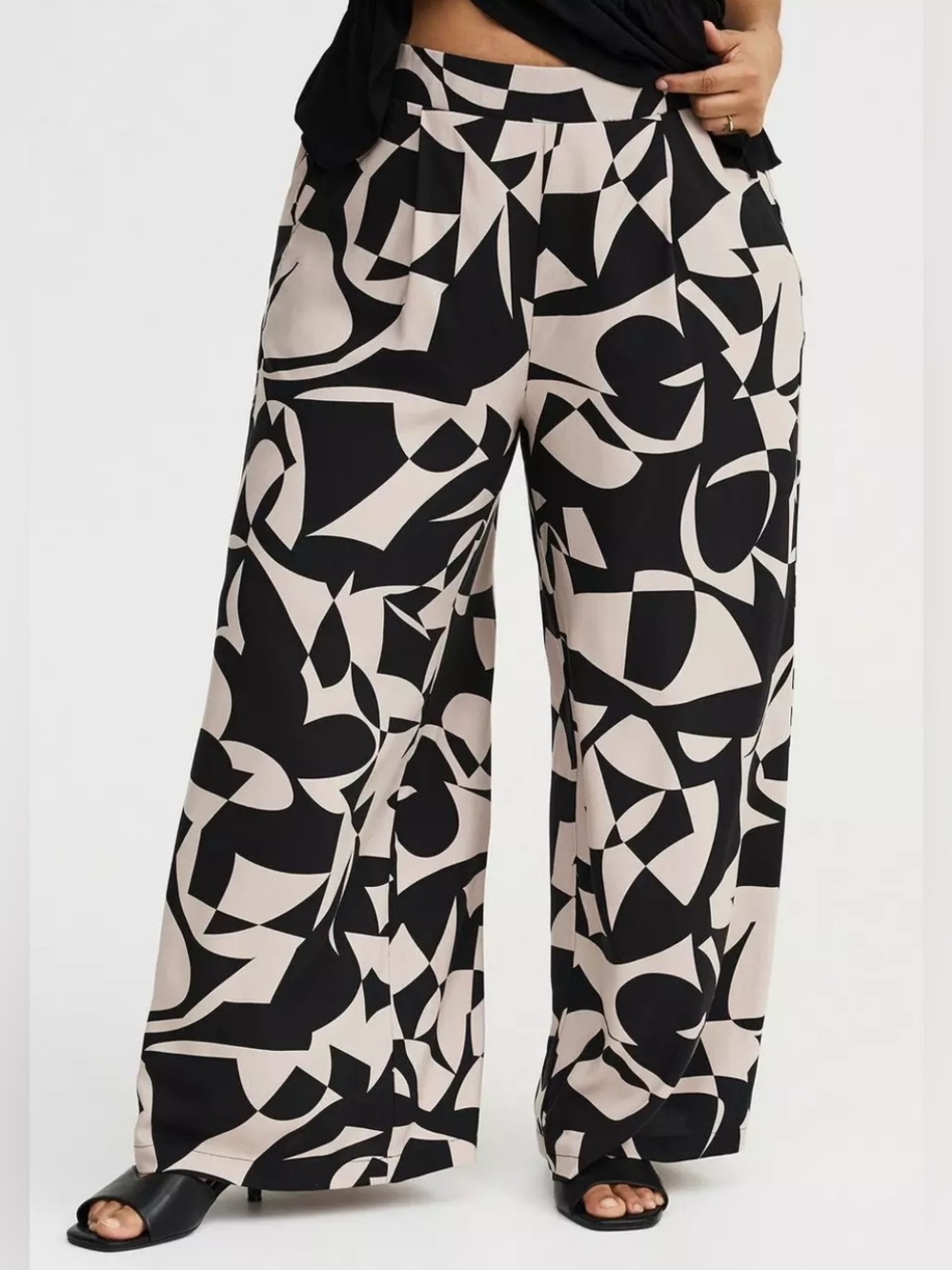 torrid Black & Cream Abstract Wide-Leg Pants